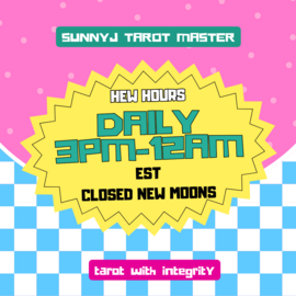 SunnyJ Tarot NewHours Aug2024 — SunnyJ tarot, Sun Pixies from Dixie